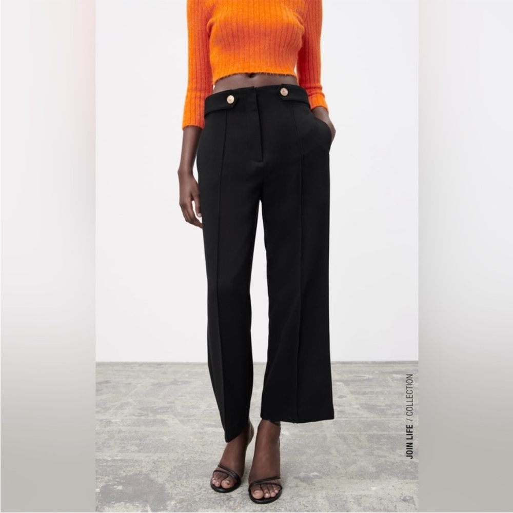 Zara Gold Strap Black Pants